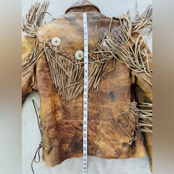 VINTAGE WESTERN FRINGE HEAVYWEIGHT LEATHER JACKET - Picture 8 of 10